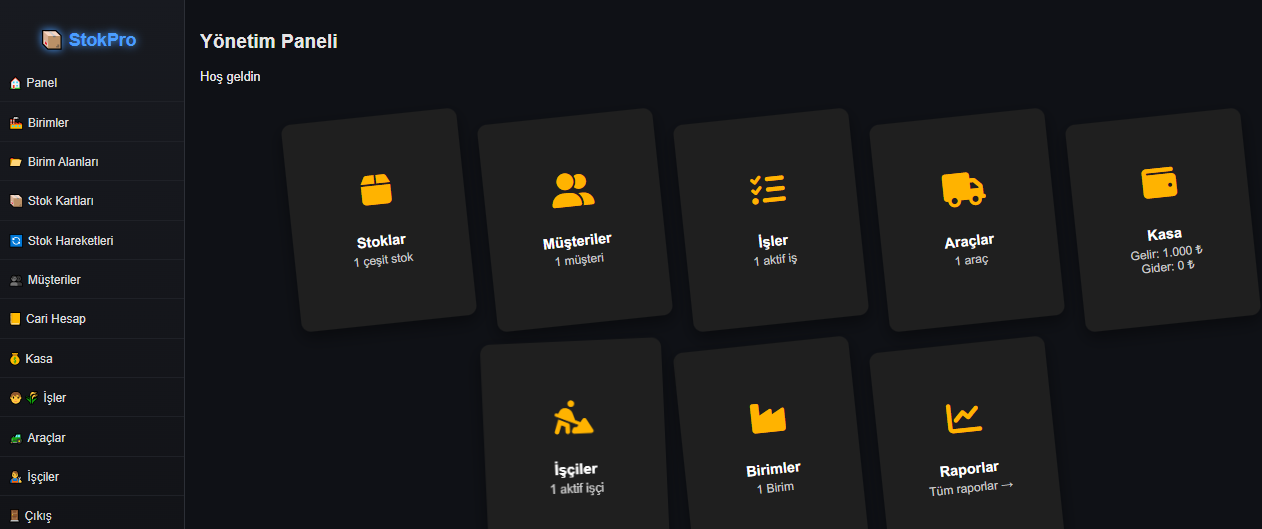 StokPro Yönetim Paneli