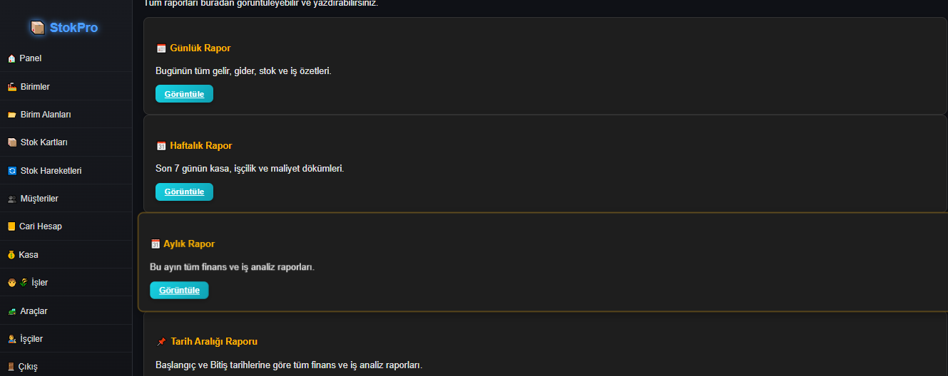 StokPro Stok Kartları